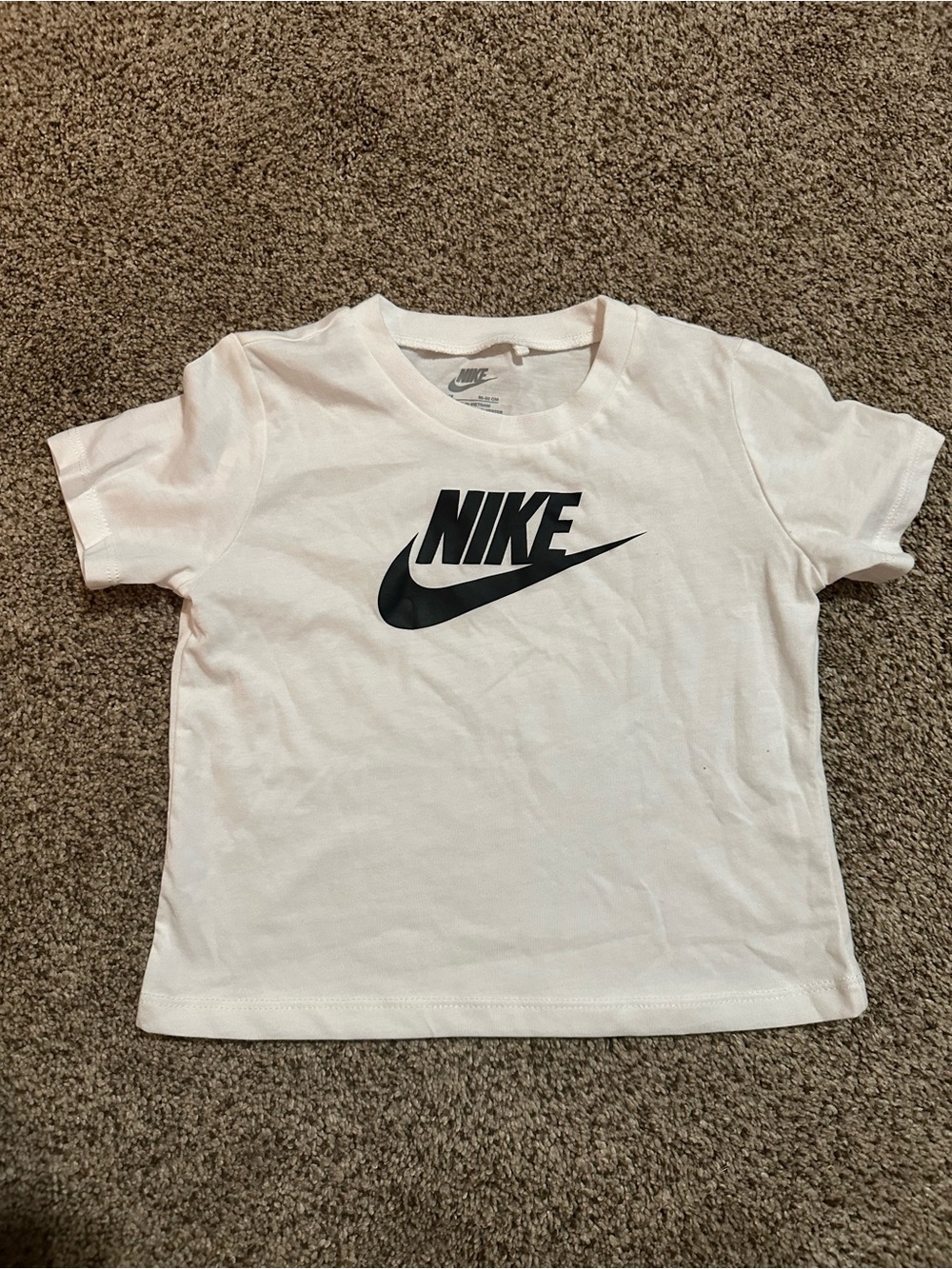 Nike White Tee with Black Logo - Kids Short Sleeve